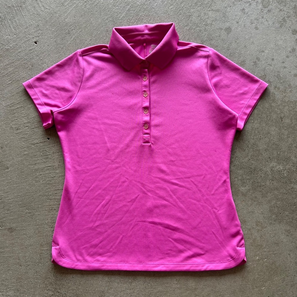 Nike Golf Polo Shirt Womens Medium Hot Pink Dri-FIT Short Sleeve 508285-636